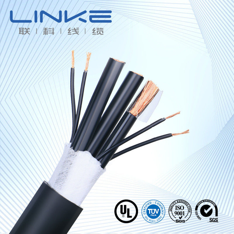 Czarny kabel koaksjalny z płaszcza PVC serii RG6 / Rg58 / Rg11 / Rg59 do nadzoru wideo