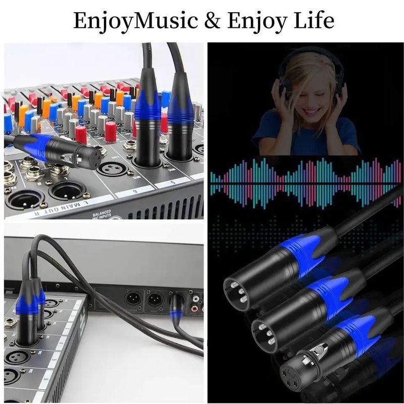 Kabel XLR 3m męski na żeński z gołym drutem miedzianym do wysokiej jakości połączenia mikrofonu audio