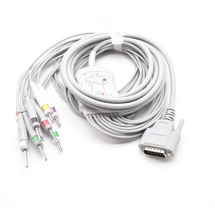 Kabel EKG z osłoną TPU z rdzeniem z miedzi ocynowanej i opcjami dostosowywania do sprzętu medycznego